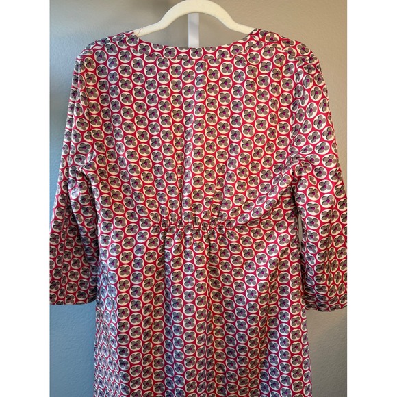 Boden Women's Silk Dress Size 8 Floral Print V Neck 3/4 Sleeve Red Pink Gray‎ - Picture 5 of 5